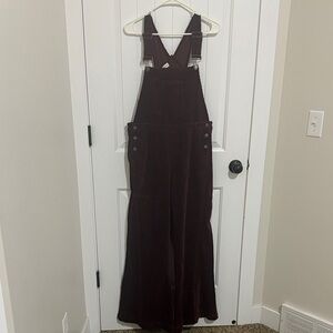 Aaron & Amber Corduroy Burgundy Bell Bottom Overalls